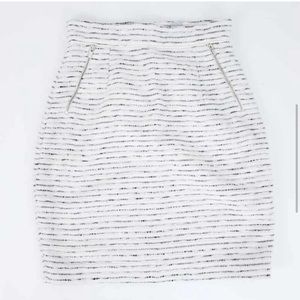 H&M pencil skirt ivory white black stripe size 6